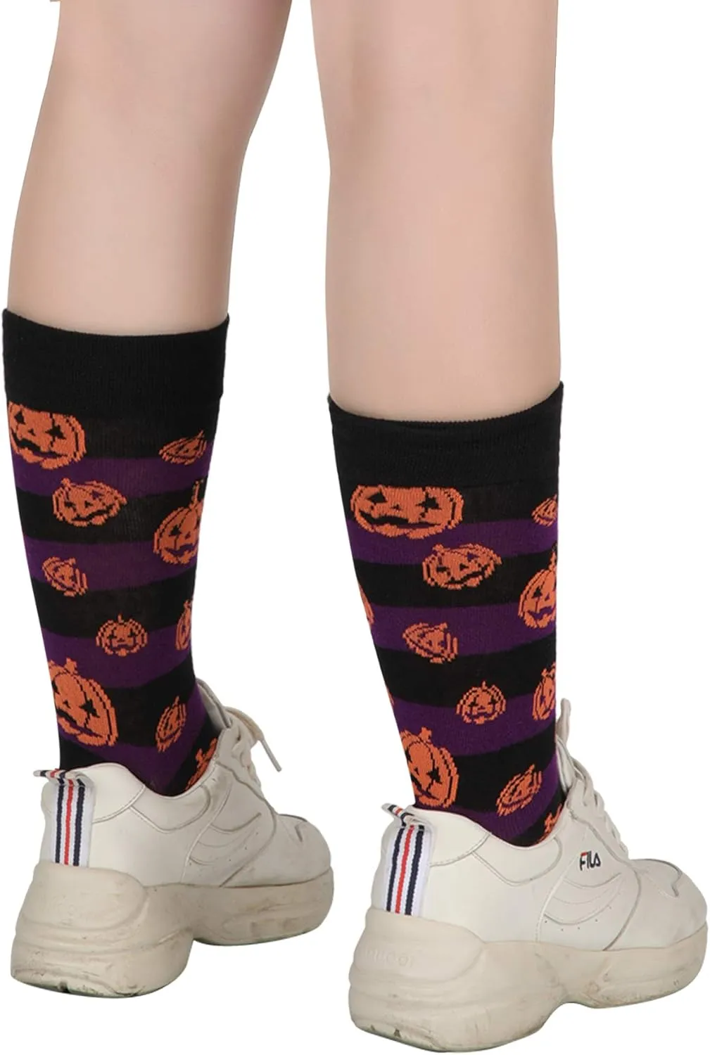 4 Pairs Halloween Novelty Socks Pumpkins Bats Socks Colorful Funny Crew Socks for Women and Men (Color Set