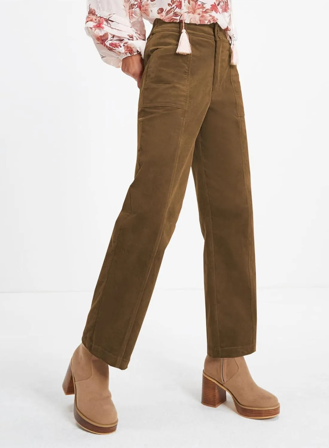 Acelitt Womens Casual Winter Straight Leg Elastic Waist Corduroy Pants with Pockets, S-XXL