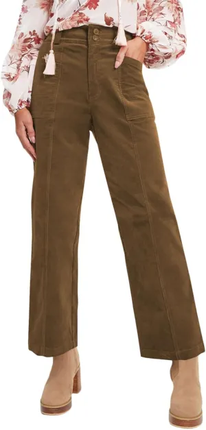 Acelitt Womens Casual Winter Straight Leg Elastic Waist Corduroy Pants with Pockets, S-XXL