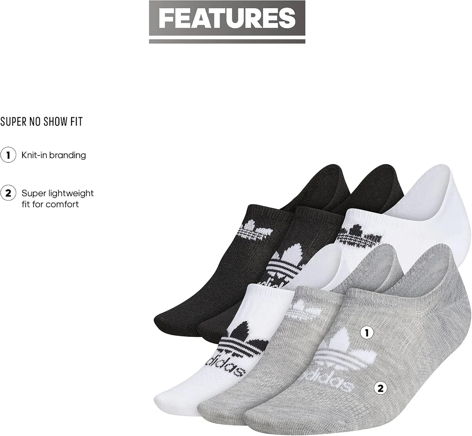 adidas Originals Women's Trefoil Superlite Super No Show Socks (6-Pair)