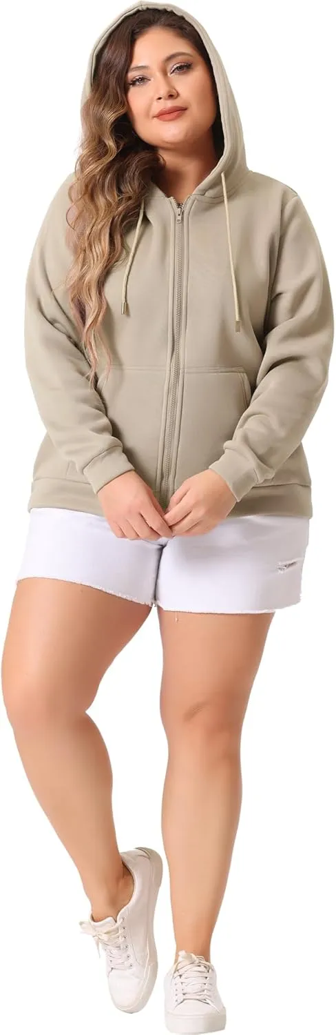 Agnes Orinda Women's Plus Size Hoodies Jackets Full Zip Up Long Sleeve Sweatshirts Jacket Outfits with Pockets