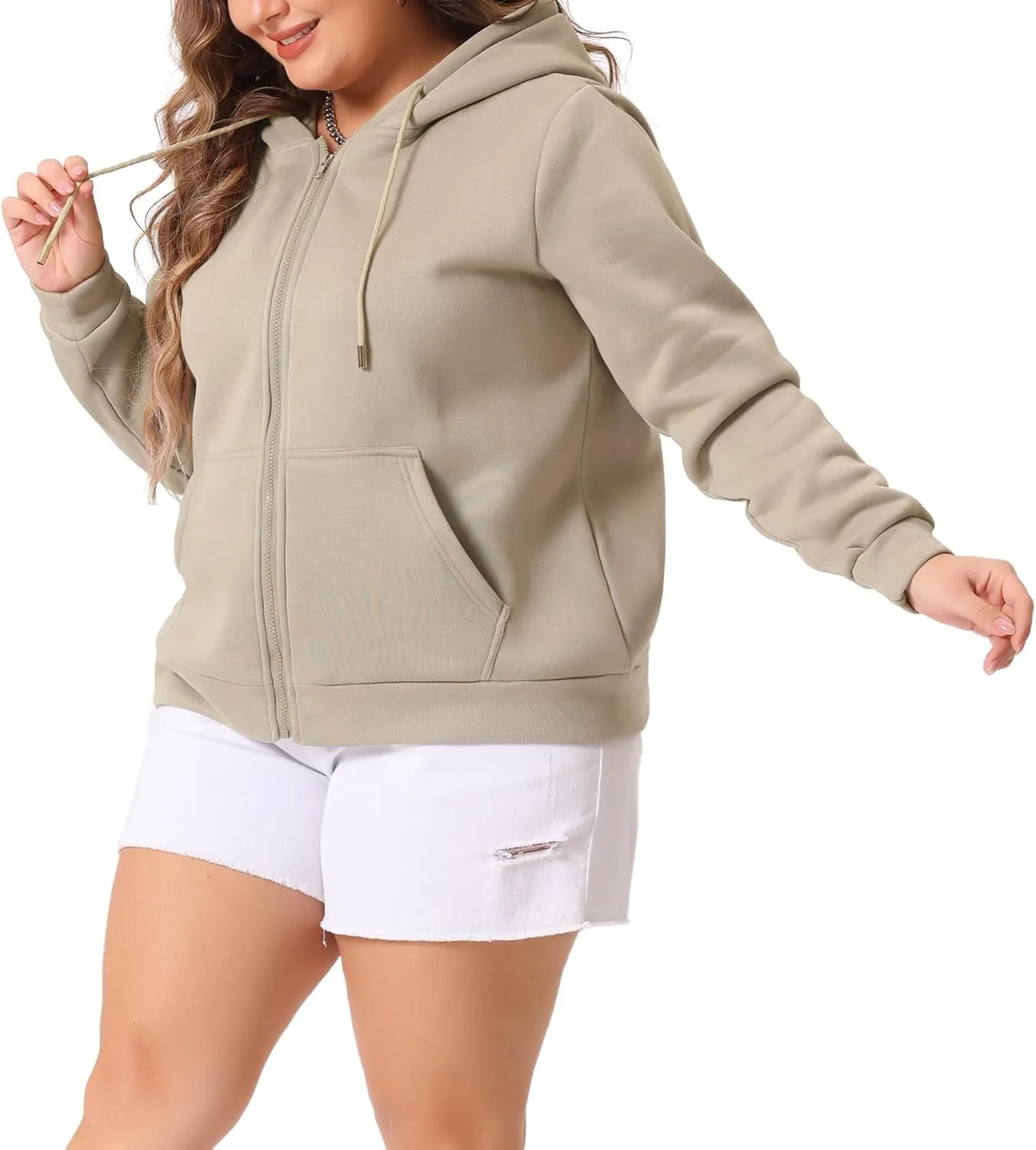 Agnes Orinda Women's Plus Size Hoodies Jackets Full Zip Up Long Sleeve Sweatshirts Jacket Outfits with Pockets