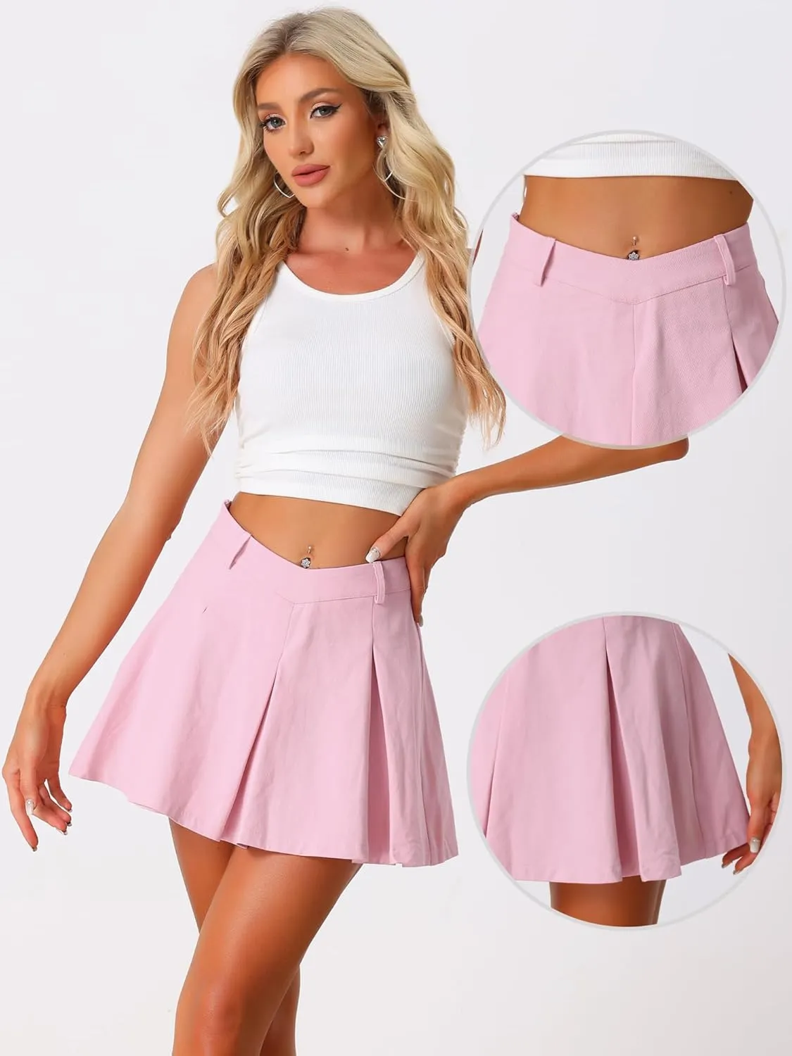 Allegra K Casual Pleated Mini Skirt for Women's School Uniform Tennis Short Skirt