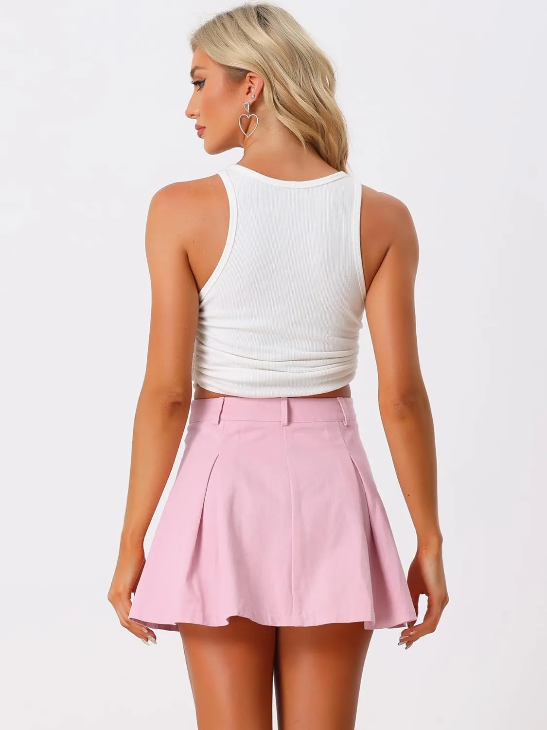 Allegra K Casual Pleated Mini Skirt for Women's School Uniform Tennis Short Skirt