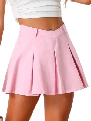 Allegra K Casual Pleated Mini Skirt for Women's School Uniform Tennis Short Skirt