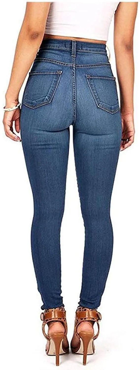 Andongnywell Women's High Waisted Stretchy Skinny Jeans Ladies Slim Fit High Waist Stretch Denim Pants Trousers