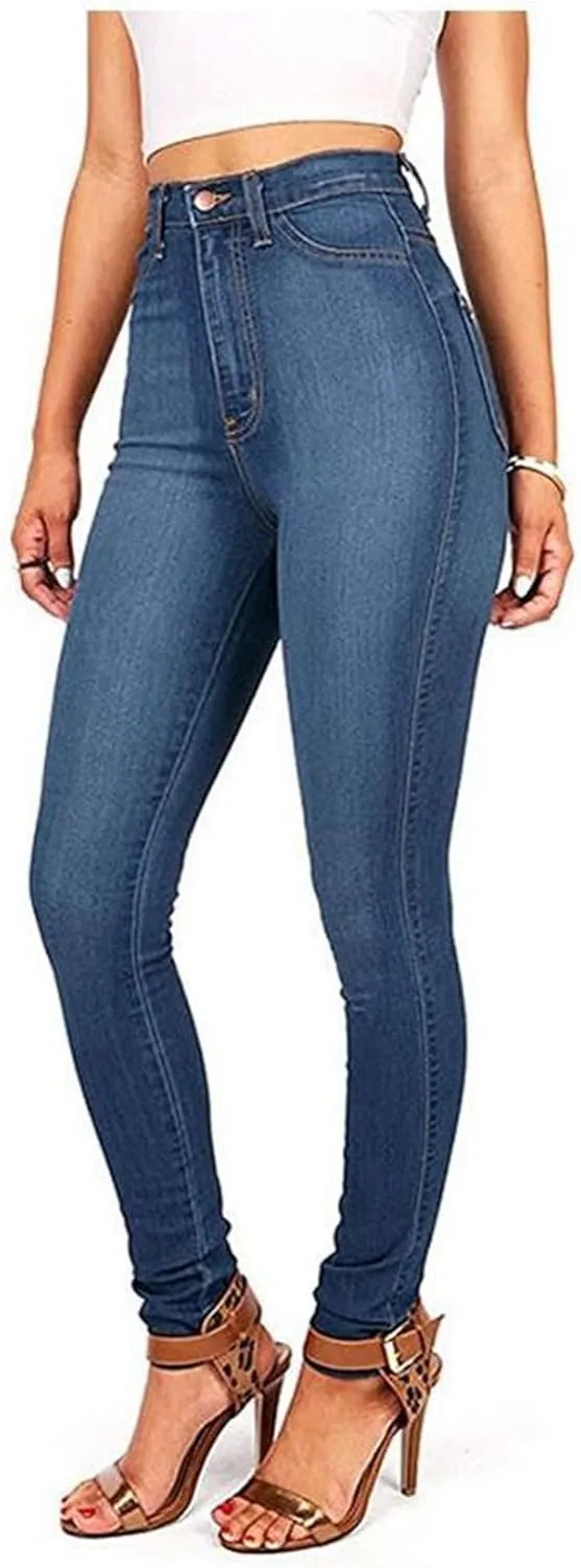 Andongnywell Women's High Waisted Stretchy Skinny Jeans Ladies Slim Fit High Waist Stretch Denim Pants Trousers