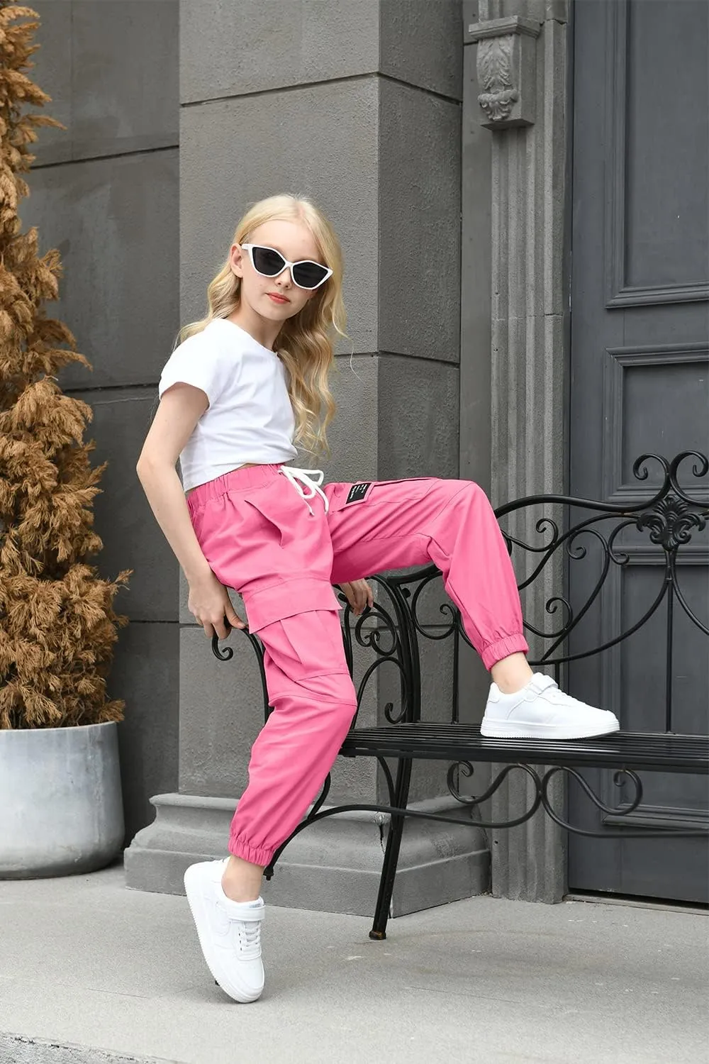 AOWKULAE Girls & Women‘s Casual Cargo Jogger Pants, 6 Years - Women 3XL