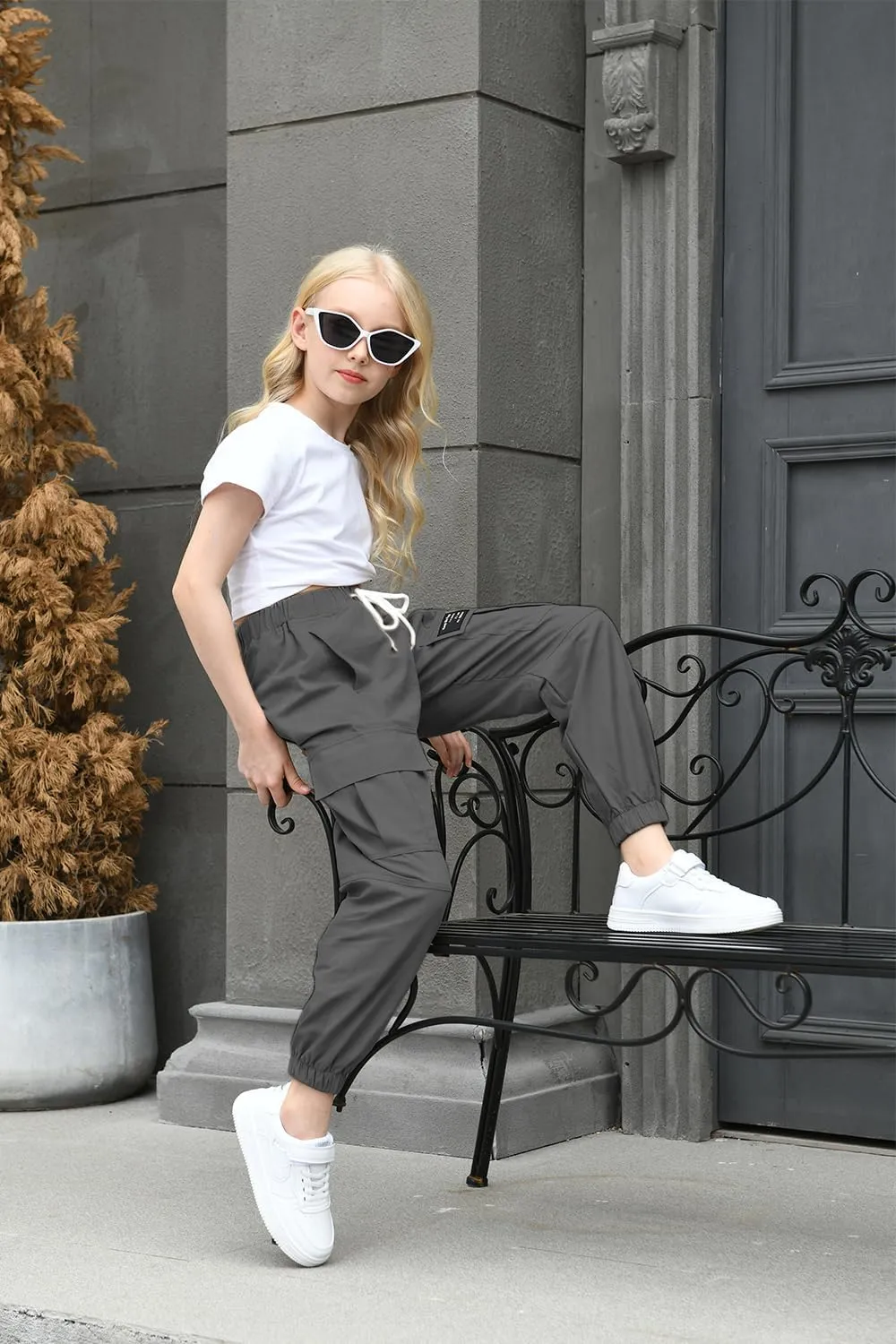 AOWKULAE Girls & Women‘s Casual Cargo Jogger Pants, 6 Years - Women 3XL