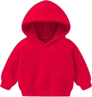 Basic Winter Sweatshirts for Toddlers Boys Girls Pullover Hoodies Simple Solid Color Casual Fleece Hooded Sweatshirts