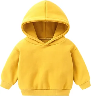 Basic Winter Sweatshirts for Toddlers Boys Girls Pullover Hoodies Simple Solid Color Casual Fleece Hooded Sweatshirts