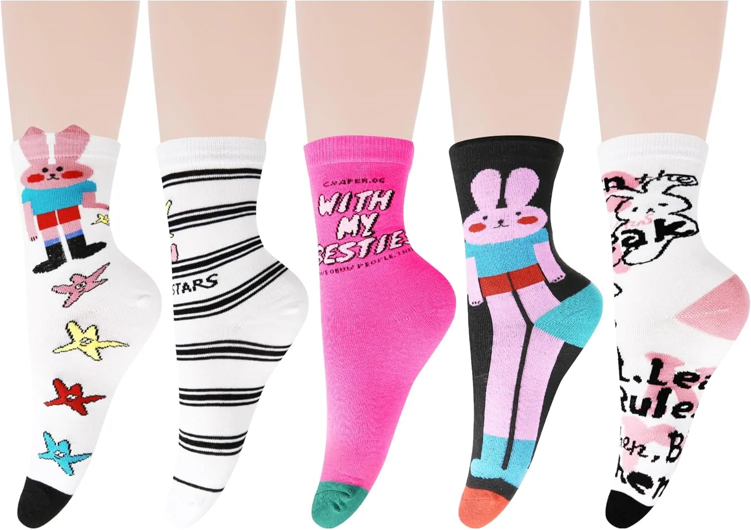 Benefeet Sox Cute Cotton Socks for Women and Girls Fun Cool Patterned Athletic Crew Socks Novelty Casual Dress Sock