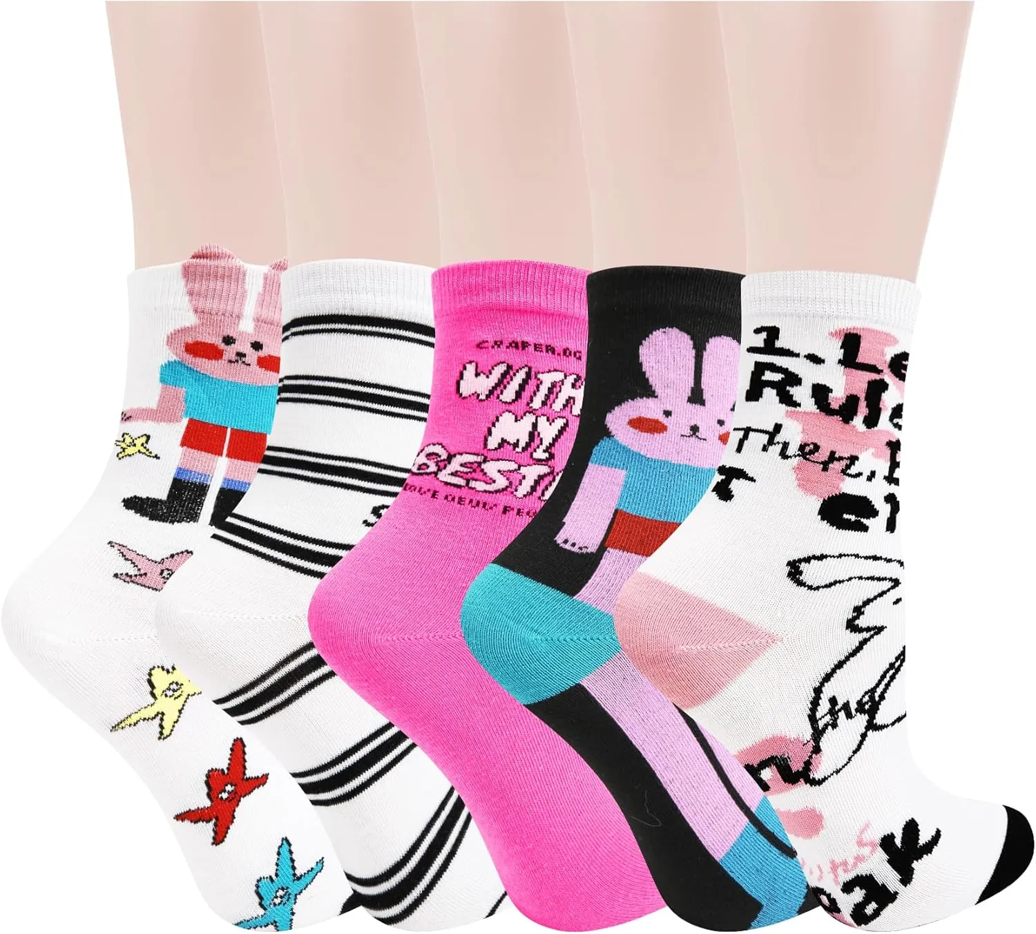 Benefeet Sox Cute Cotton Socks for Women and Girls Fun Cool Patterned Athletic Crew Socks Novelty Casual Dress Sock