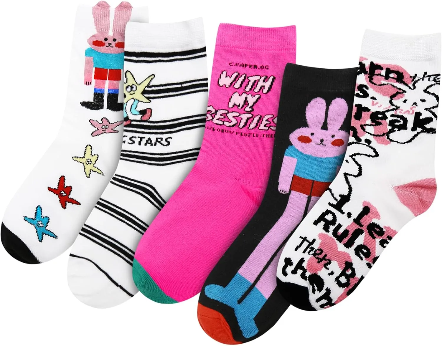 Benefeet Sox Cute Cotton Socks for Women and Girls Fun Cool Patterned Athletic Crew Socks Novelty Casual Dress Sock