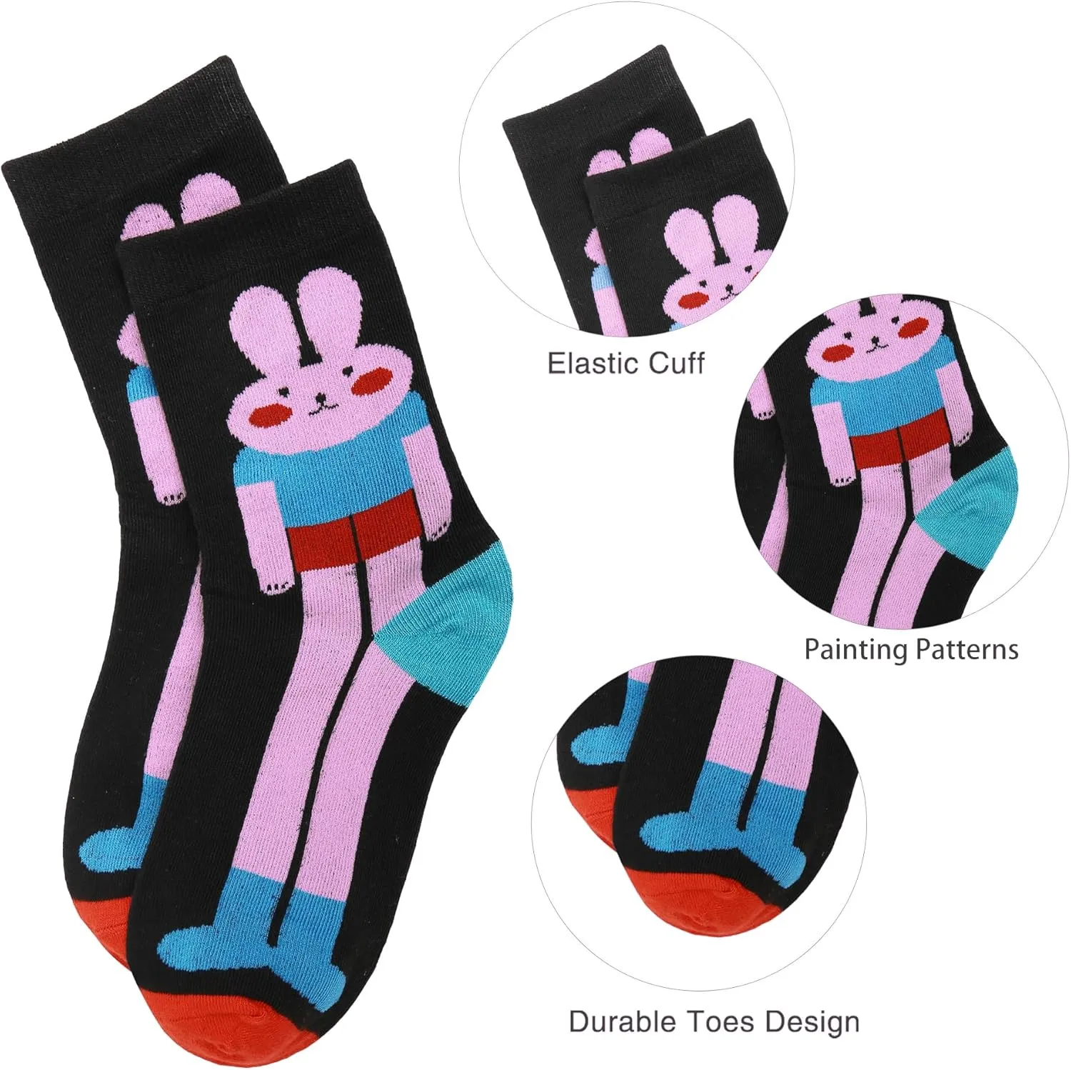 Benefeet Sox Cute Cotton Socks for Women and Girls Fun Cool Patterned Athletic Crew Socks Novelty Casual Dress Sock