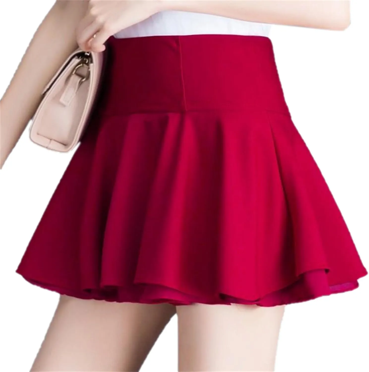 Betusline Women's High Waisted Ruffle Flared Skirt Layered Swing Mini Skirts