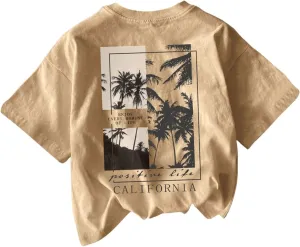 Boy's Short Sleeve Tropical Graphic Tee Tops Casual Crew Neck T Shirt Loose Summer Tops