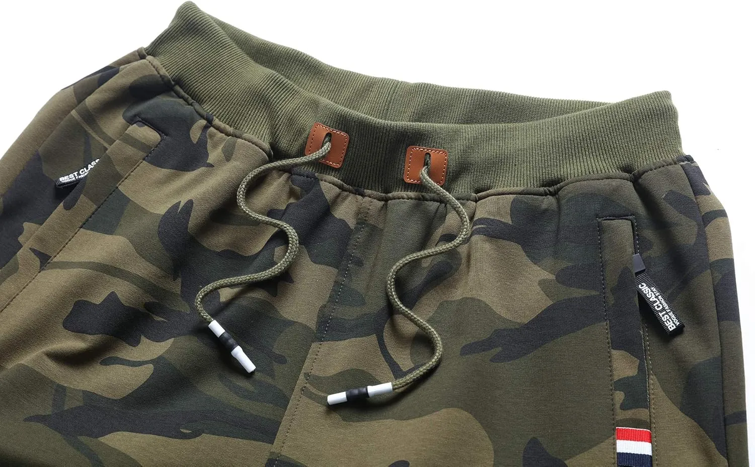 Boy's Summer Cotton Drawstring with Elastic Waist Classic Fit Zipper Pockets Casual Shorts