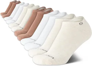 Calvin Klein Women's No Show Socks - 12 Pack Cushioned Athletic Low Cut Ankle for Women - Breathable Sports (4-10)