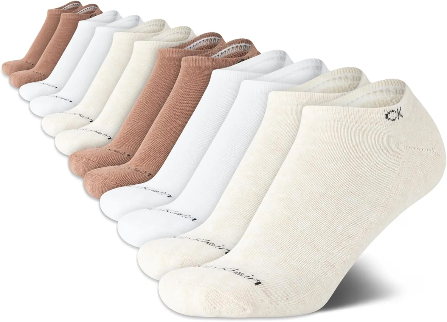 Calvin Klein Women's No Show Socks - 12 Pack Cushioned Athletic Low Cut Ankle for Women - Breathable Sports (4-10)