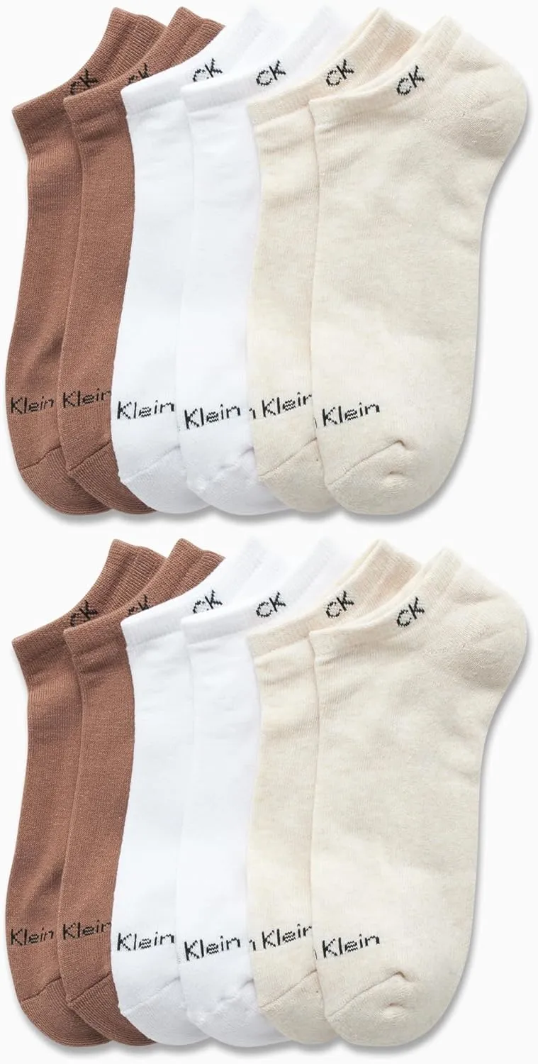 Calvin Klein Women's No Show Socks - 12 Pack Cushioned Athletic Low Cut Ankle for Women - Breathable Sports (4-10)