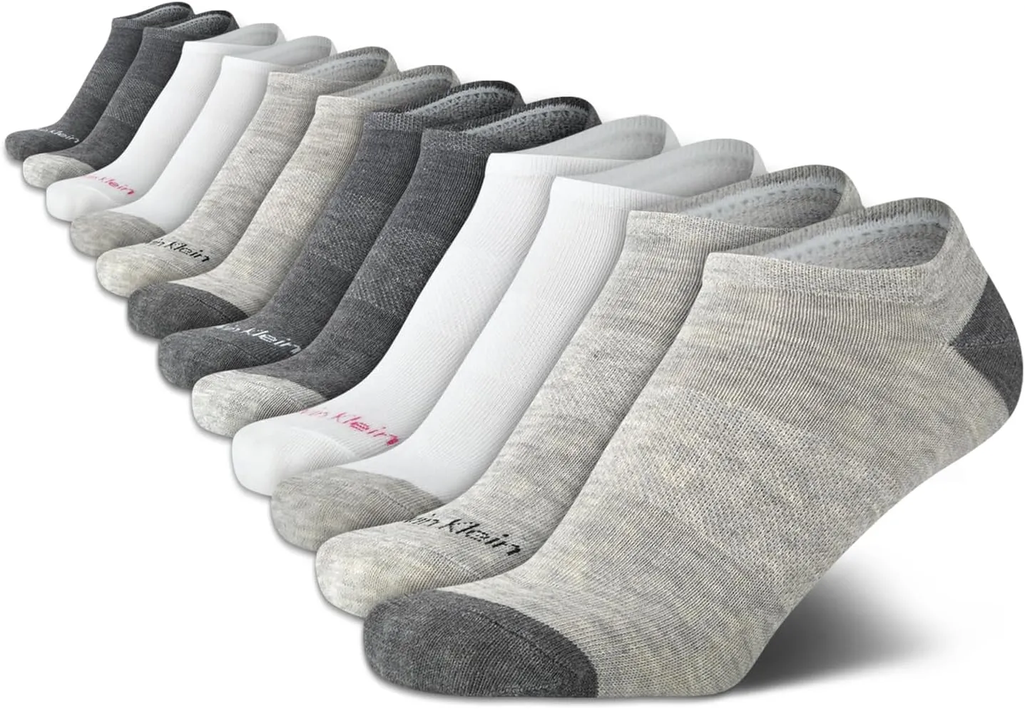 Calvin Klein Women's No Show Socks - 12 Pack Flat Knit Solid Cushioned Athletic Low Cut Ankle Socks for Women (Sizes: 4-10)