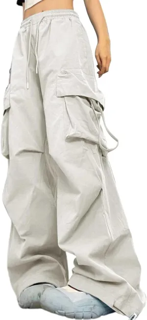 Cargo Pants Women Fashion High Waisted Parachute Pants Y2k Straight Trousers Casual Pants with Pockets