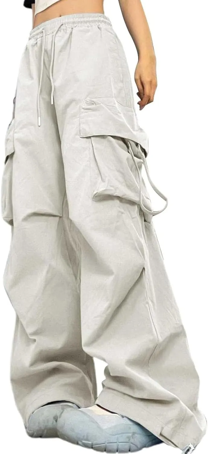 Cargo Pants Women Fashion High Waisted Parachute Pants Y2k Straight Trousers Casual Pants with Pockets
