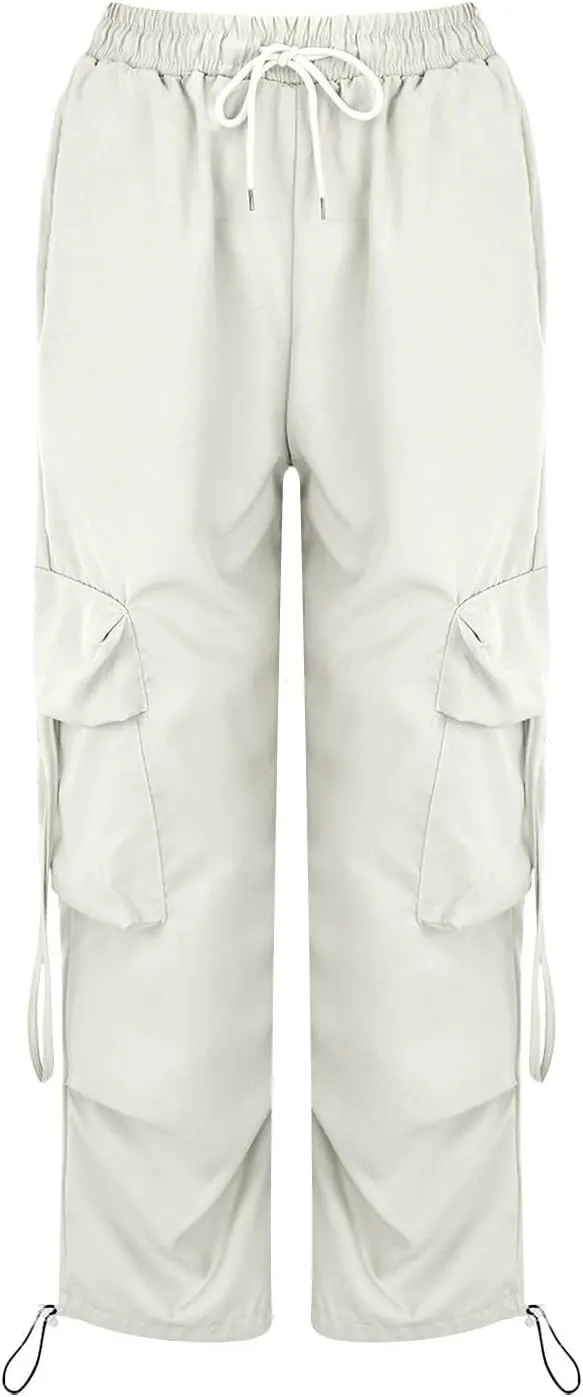 Cargo Pants Women Fashion High Waisted Parachute Pants Y2k Straight Trousers Casual Pants with Pockets