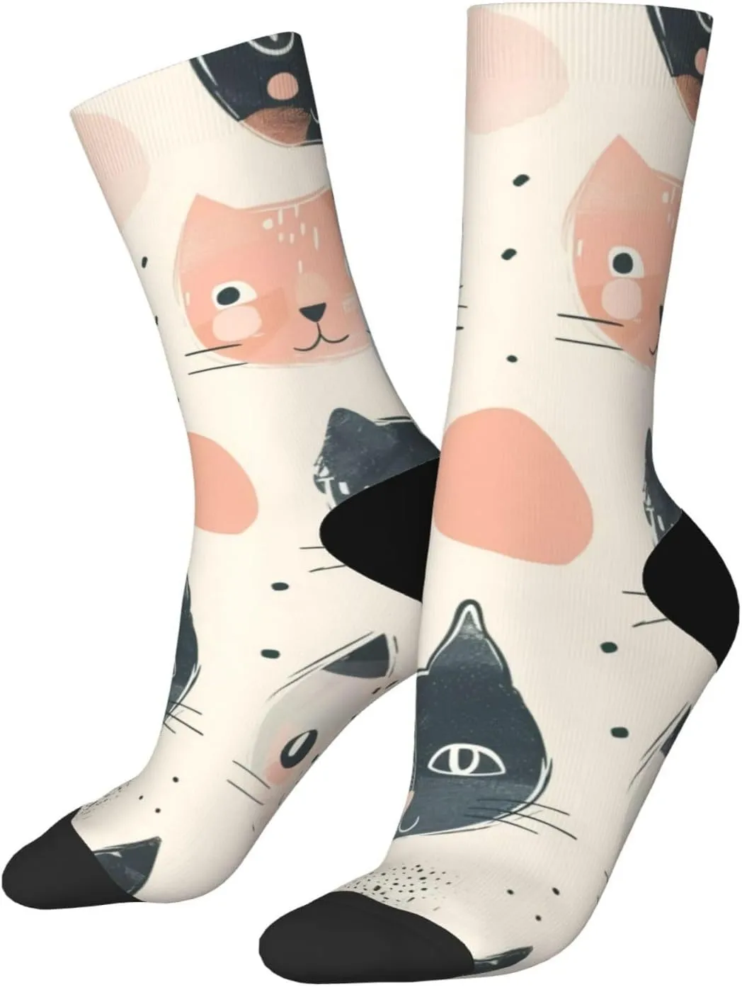 Casual Crew Socks for Men Women Funny Novelty Fun Dress Socks, Cat Pattern Pet