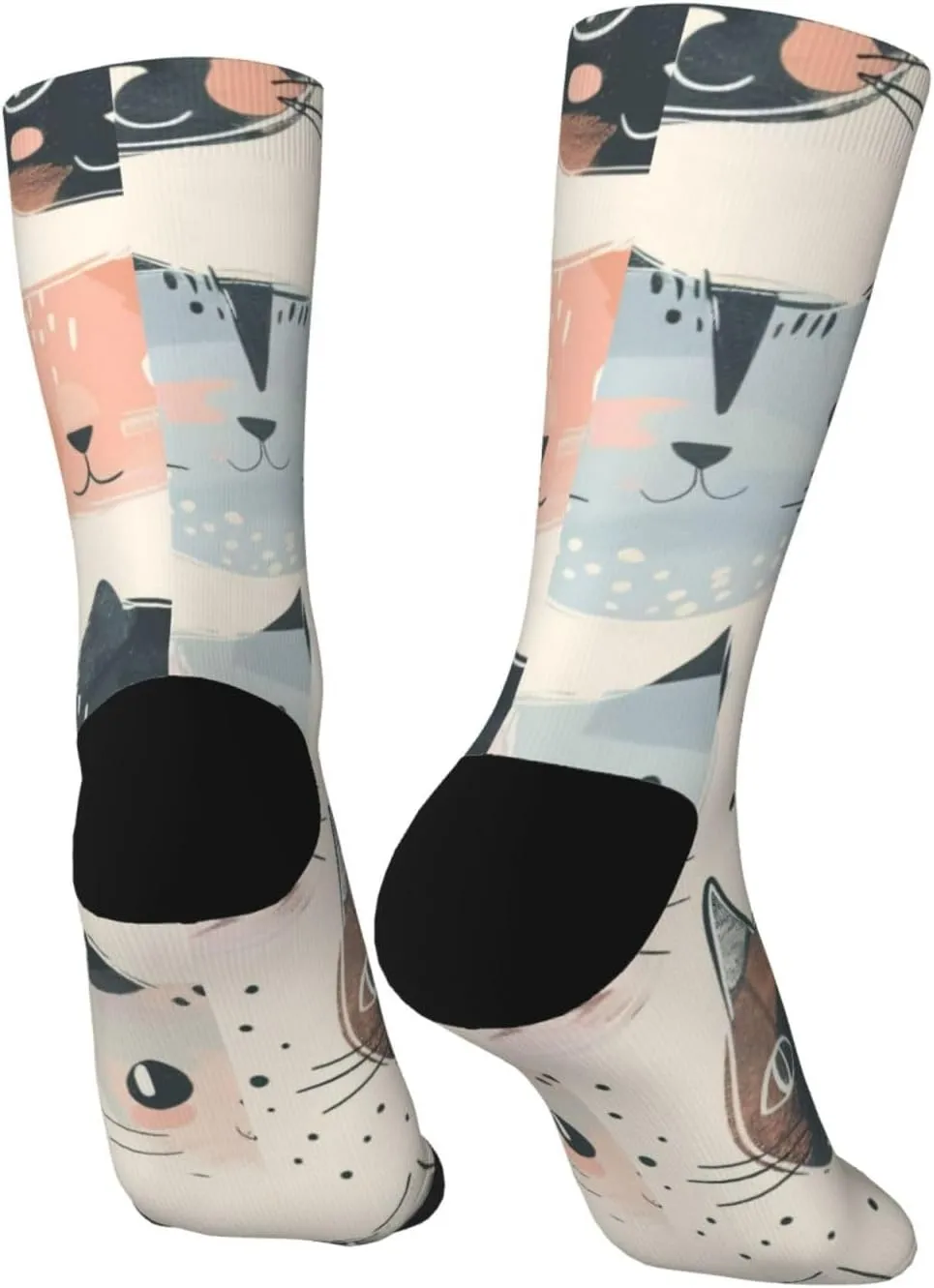 Casual Crew Socks for Men Women Funny Novelty Fun Dress Socks, Cat Pattern Pet