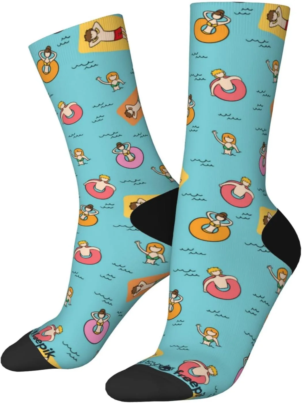 Casual Crew Socks for Men Women Funny Novelty Fun Dress Socks, People Beach Pattern Summer