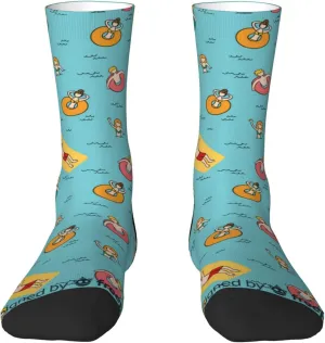 Casual Crew Socks for Men Women Funny Novelty Fun Dress Socks, People Beach Pattern Summer