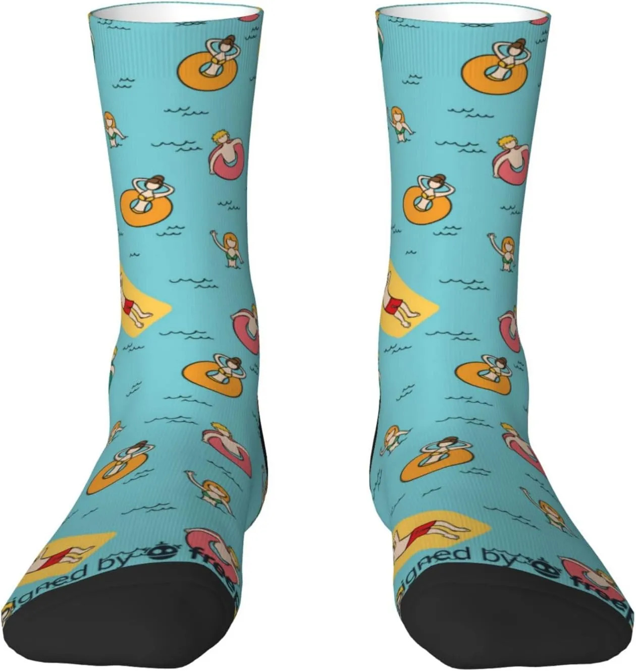 Casual Crew Socks for Men Women Funny Novelty Fun Dress Socks, People Beach Pattern Summer