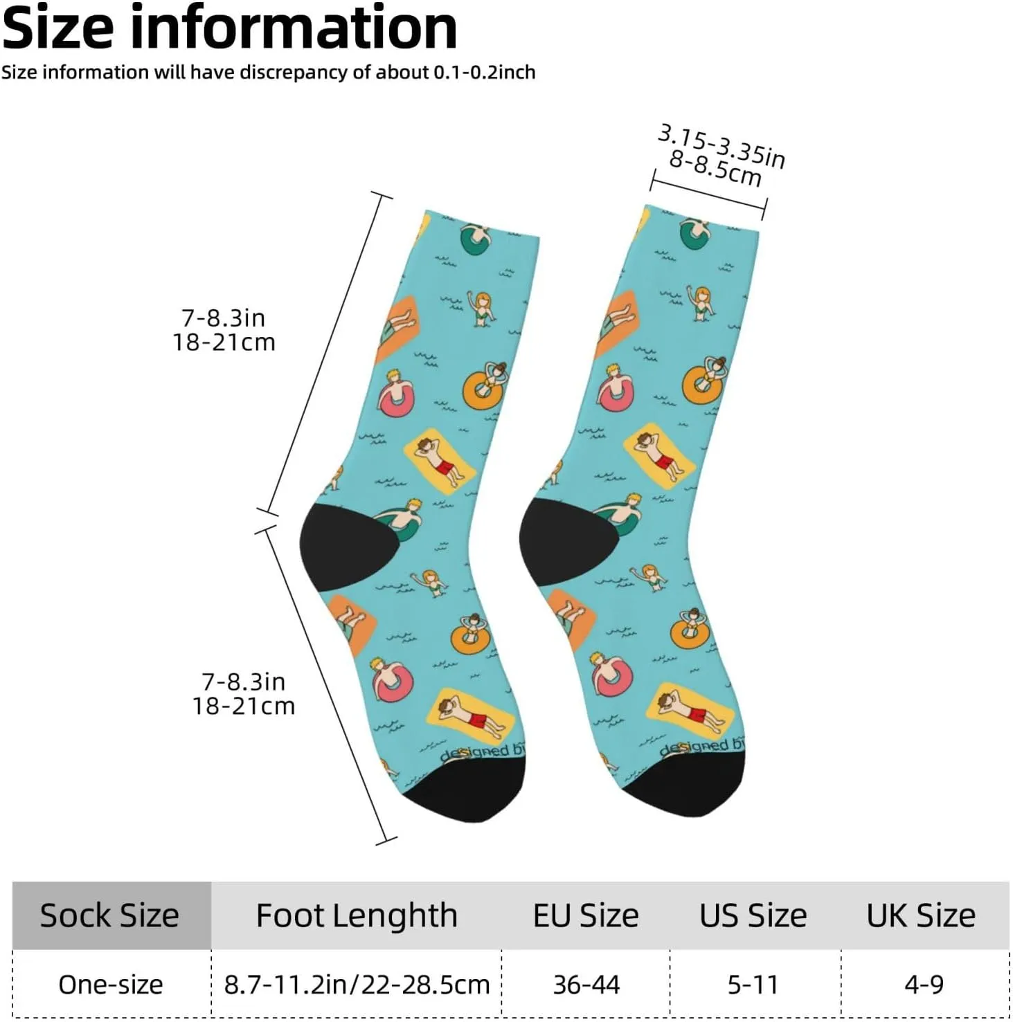 Casual Crew Socks for Men Women Funny Novelty Fun Dress Socks, People Beach Pattern Summer