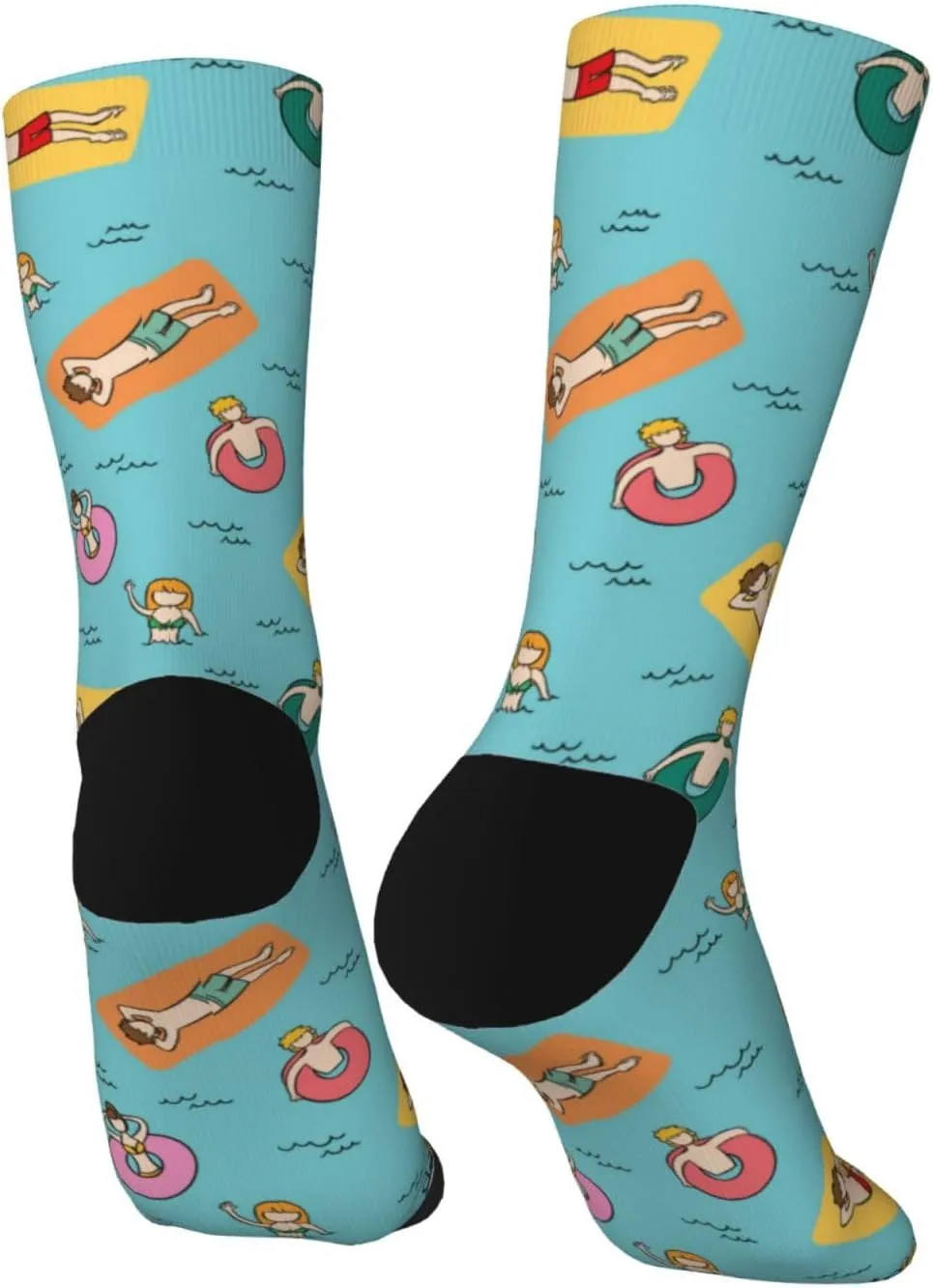 Casual Crew Socks for Men Women Funny Novelty Fun Dress Socks, People Beach Pattern Summer