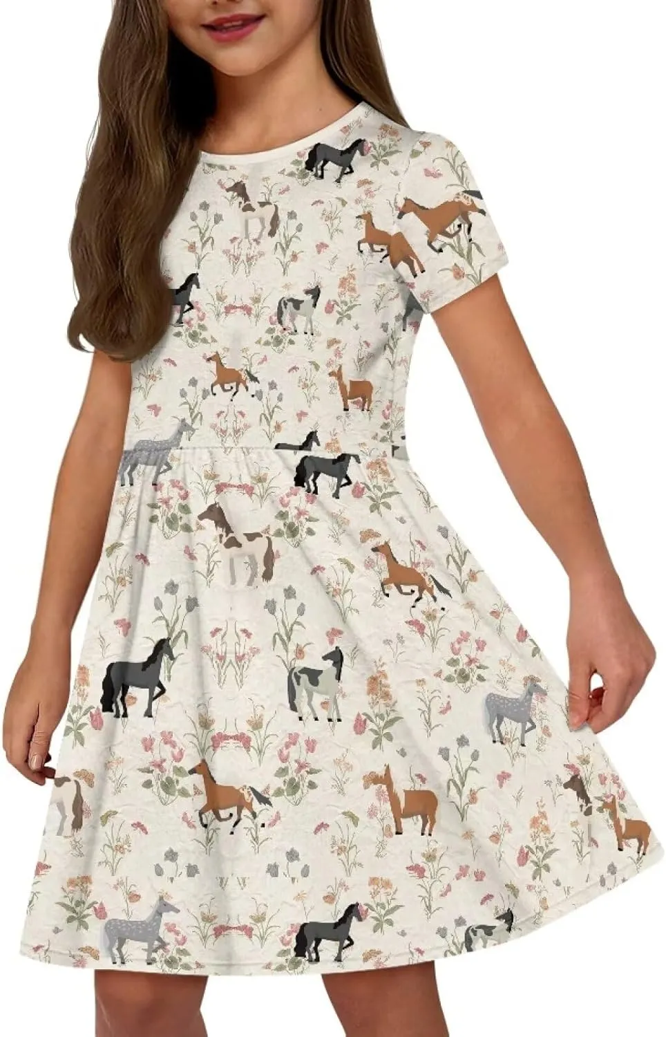 Casual Short Sleeve Dresses for Teen Girls Cute Skater Dresses Summer Outfits for 3-14 Years Old