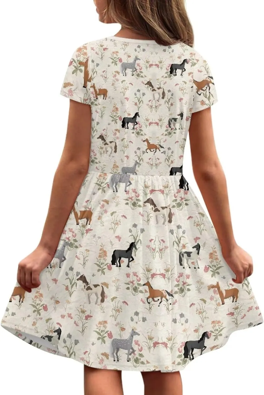 Casual Short Sleeve Dresses for Teen Girls Cute Skater Dresses Summer Outfits for 3-14 Years Old