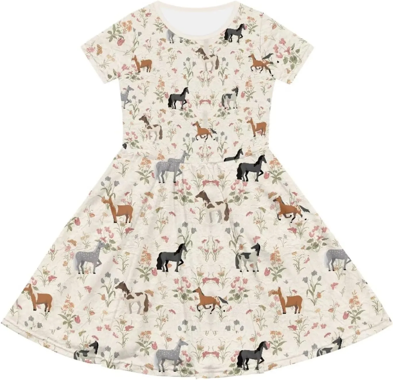 Casual Short Sleeve Dresses for Teen Girls Cute Skater Dresses Summer Outfits for 3-14 Years Old
