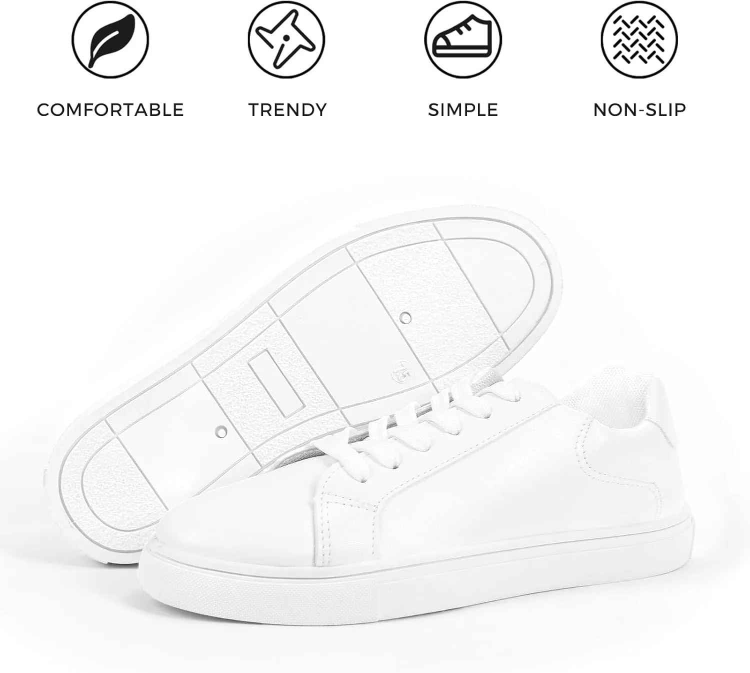 CHINMOON Men's Lightweight Casual Sneakers PU Leather Tennis Shoes Low Top Fashion Skate Sneaker