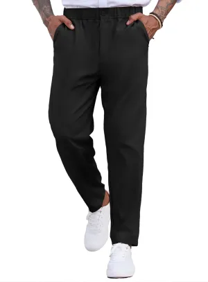 COOFANDY Men's Casual Pants Relaxed Fit Flat Front Expandable Waist Chino Slack Trousers