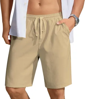 COOFANDY Men's Casual Shorts Lightweight Elastic Waist Drawstring Summer Beach Shorts with Pockets