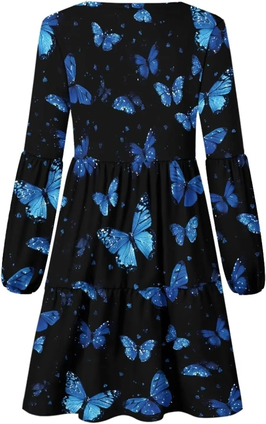 Cozeyat Women's Summer Casual Dresses Long Sleeve Autumn Puffy Dress A-Line Swing Midi Sundress