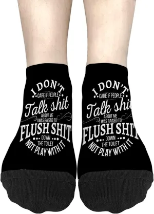 Crazy Sock For Women Womens No Show Socks, I Don't Care If People Talk Shit About Me I Was Raised Sock, White Elephant Gifts