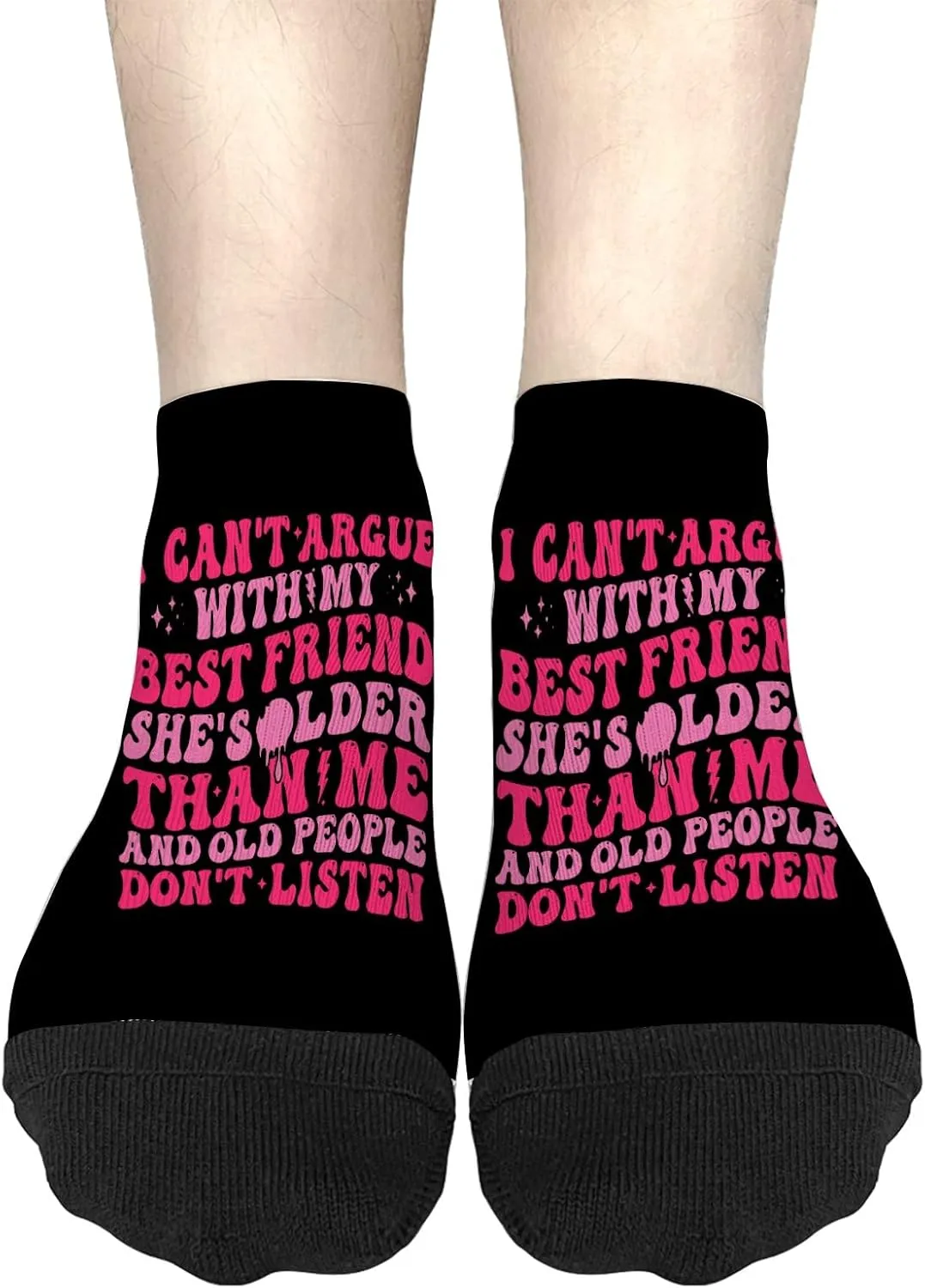Crazy Sock Womens No Show Socks, I Can't Argue With My Best Friend She's Older Than Me Sock, White Elephant Gifts