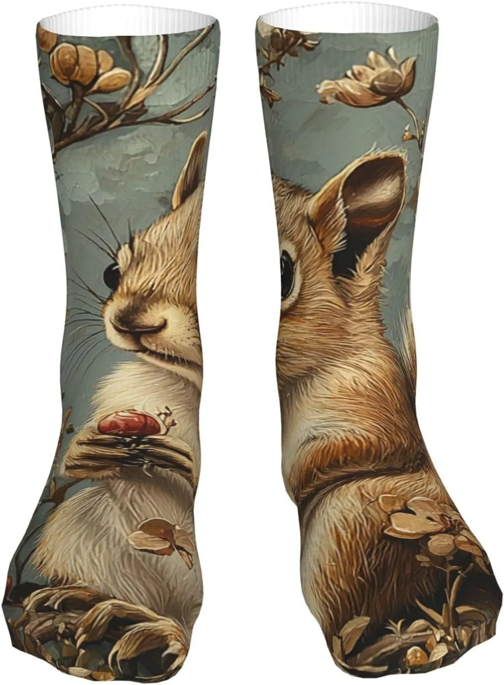 Crew Socks Fun Novelty Athletic Casual Socks for Men Women, Squirrel Patterns Vintage