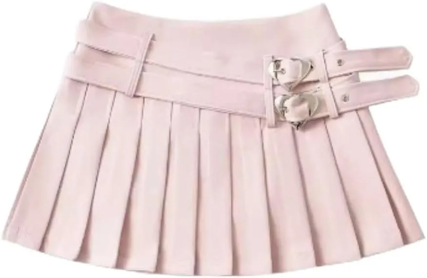 Cute Core Skirt Preppy Skirt with Belt Mini Skirt for Women Y2k Skirt Cutecore Cloth Pleated Mini Skirts