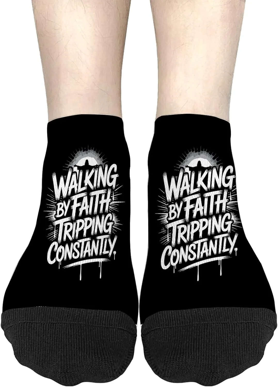 Cute Sock For Women No Show Socks Men, Walking By Faith Tripping Constantly Christian Bible Quotes Sock, Adults Funny