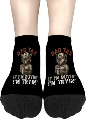 Cute Sock For Women No Show Socks Womens, Dad Tax - If I'm Buying I'm Trying Sock, Gag Gifts For Men