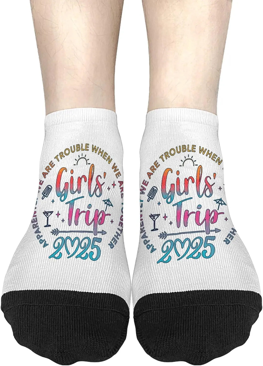 Cute Sock For Women Womens No Show Socks, Tie Dye Girls Trip 2025 Trouble When We Are Together Sock, Funny Gifts For Friends